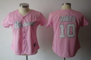 Jerseys Factory Cheap Braves #10 Chipper Jones Pink Women's Fash