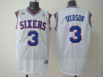Jerseys Factory Cheap 76ers #3 Allen Iverson White Stitched Thro
