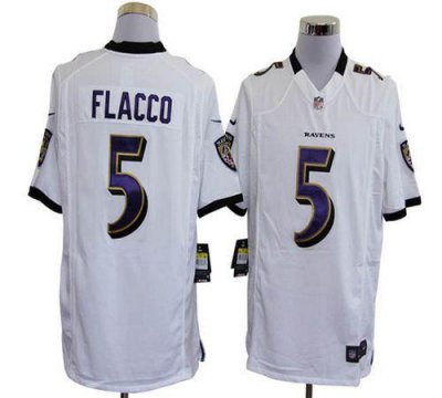 Jerseys Factory Cheap Nike Ravens #5 Joe Flacco White Men's Embr