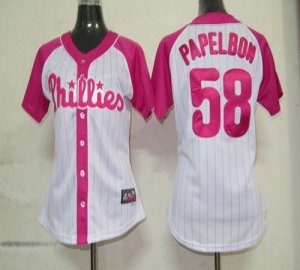 Jerseys Factory Cheap Phillies #58 Jonathan Papelbon White/Pink