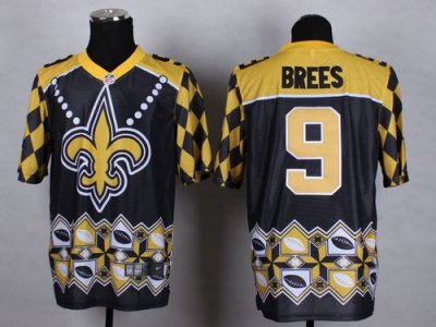 Jerseys Factory Cheap Nike Saints #9 Drew Brees Black Men's Stit