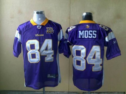Jerseys Factory Cheap Vikings #84 Randy Moss Purple Team 50TH Pa