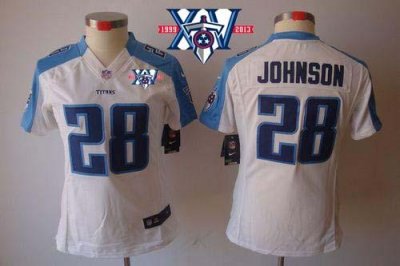Jerseys Factory Cheap Nike Titans #28 Chris Johnson White With 1