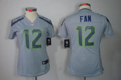 Jerseys Factory Cheap Nike Seahawks #12 Fan Grey Alternate Women