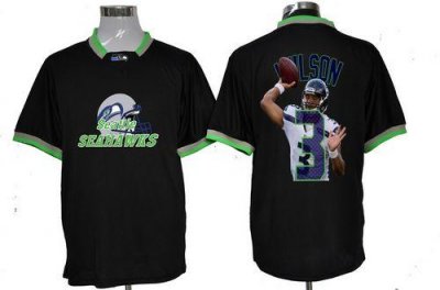 Jerseys Factory Cheap Nike Seahawks #3 Russell Wilson Black Men'