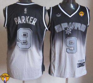 Jerseys Factory Cheap Spurs #9 Tony Parker Black/Grey Fadeaway F