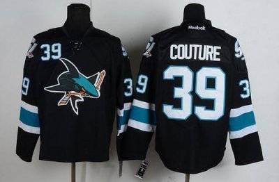 Jerseys Factory Cheap Sharks #39 Logan Couture Black Embroidered