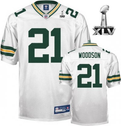 Jerseys Factory Cheap Packers #21 Charles Woodson White Super Bo