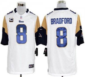 Jerseys Factory Cheap Nike Rams #8 Sam Bradford White With C Pat