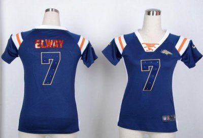 Jerseys Factory Cheap Nike Broncos #7 John Elway Navy Blue Women