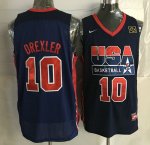 Jerseys Factory Cheap Team USA #10 Clyde Drexler Dark Blue 2012