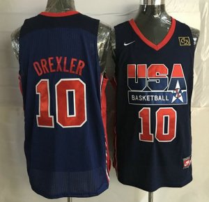 Jerseys Factory Cheap Team USA #10 Clyde Drexler Dark Blue 2012