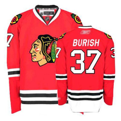 Jerseys Factory Cheap Blackhawks #37 Adam Burish Embroidered Red