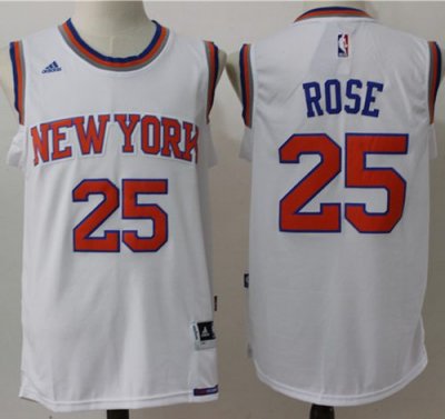 Jerseys Factory Cheap Knicks #25 Derrick Rose White Stitched NBA
