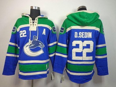 Jerseys Factory Cheap Canucks #22 Daniel Sedin Blue Sawyer Hoode