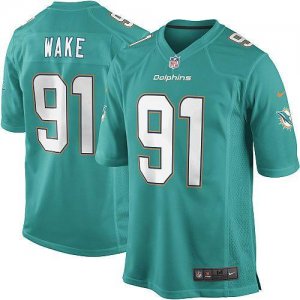 Jerseys Factory Cheap Nike Dolphins #91 Cameron Wake Aqua Green