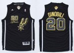 Jerseys Factory Cheap Spurs #20 Manu Ginobili Black(Gold No.) Ch