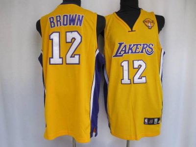 Jerseys Factory Cheap Lakers #12 Shannon Brown Embroidered Yello