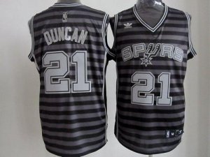 Jerseys Factory Cheap Spurs #21 Tim Duncan Black/Grey Groove Sti