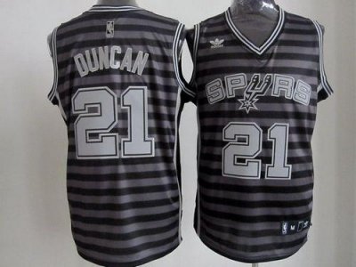 Jerseys Factory Cheap Spurs #21 Tim Duncan Black/Grey Groove Sti