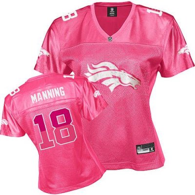 Jerseys Factory Cheap Broncos #18 Peyton Manning Pink 2011 Women