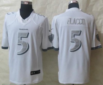Jerseys Factory Cheap Nike Ravens #5 Joe Flacco White Men's Stit