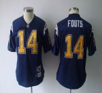 Jerseys Factory Cheap Chargers #14 Dan Fouts Navy Blue Women's T