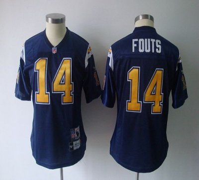 Jerseys Factory Cheap Chargers #14 Dan Fouts Navy Blue Women's T