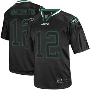 Jerseys Factory Cheap Nike Jets #12 Joe Namath Lights Out Black