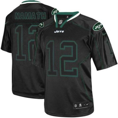 Jerseys Factory Cheap Nike Jets #12 Joe Namath Lights Out Black