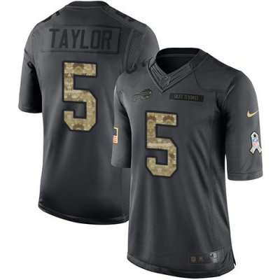 Jerseys Factory Cheap Nike Bills #5 Tyrod Taylor Black Men's Sti