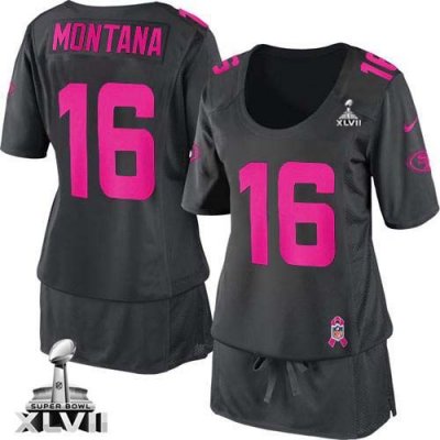 Jerseys Factory Cheap Nike 49ers #16 Joe Montana Dark Grey Super