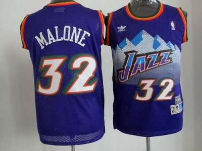 Jerseys Factory Cheap Jazz #32 Karl Malone Purple Throwback Stit