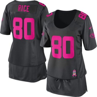 Jerseys Factory Cheap Nike 49ers #80 Jerry Rice Dark Grey Women'
