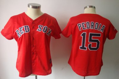 Jerseys Factory Cheap Red Sox #15 Dustin Pedroia Red Women's Fas