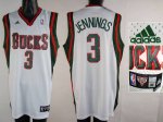 Jerseys Factory Cheap Bucks #3 Brandon Jennings Embroidered Whit