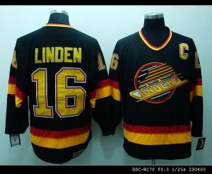 Jerseys Factory Cheap Canucks #16 Trevor Linden Embroidered Blac