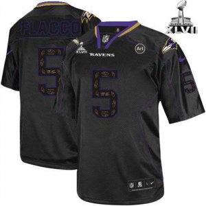 Jerseys Factory Cheap Nike Ravens #5 Joe Flacco New Lights Out B