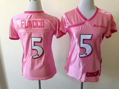 Jerseys Factory Cheap Nike Ravens #5 Joe Flacco New Pink Women's
