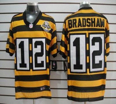Jerseys Factory Cheap Nike Steelers #12 Terry Bradshaw Yellow/Bl