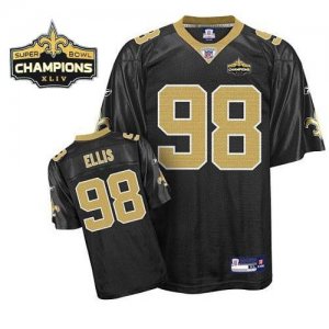 Jerseys Factory Cheap Saints #98 Sedrick Ellis Black Super Bowl