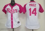 Jerseys Factory Cheap Rays #14 David Price White/Pink Women's Sp