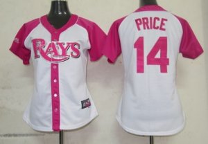 Jerseys Factory Cheap Rays #14 David Price White/Pink Women's Sp