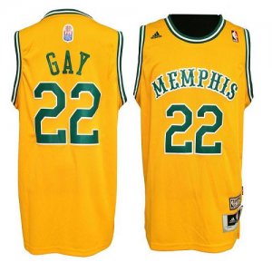 Jerseys Factory Cheap Grizzlies #22 Rudy Gay Yellow Hardwood Cla