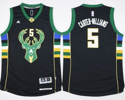 Jerseys Factory Cheap Bucks #5 Michael Carter-Williams Black Sti