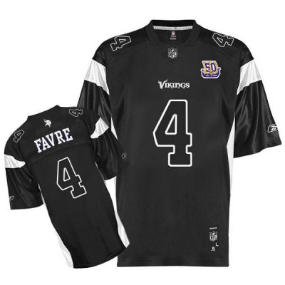 Jerseys Factory Cheap Vikings #4 Brett Favre Black Shadow Team 5