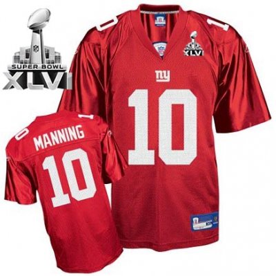Jerseys Factory Cheap Giants #10 Eli Manning Red Super Bowl XLVI