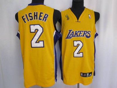 Jerseys Factory Cheap Lakers #2 Derek Fisher Stitched Yellow Cha