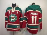 Jerseys Factory Cheap Wild #11 Zach Parise Red Sawyer Hooded Swe