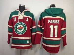Jerseys Factory Cheap Wild #11 Zach Parise Red Sawyer Hooded Swe